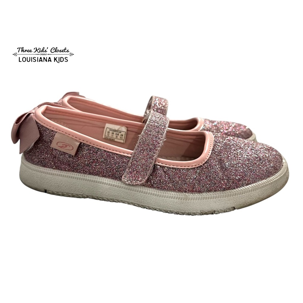 Dr. Scholl’s Girls Sz 12 Pink Glitter Alys Bow Sneakers Mary Jane Shoes